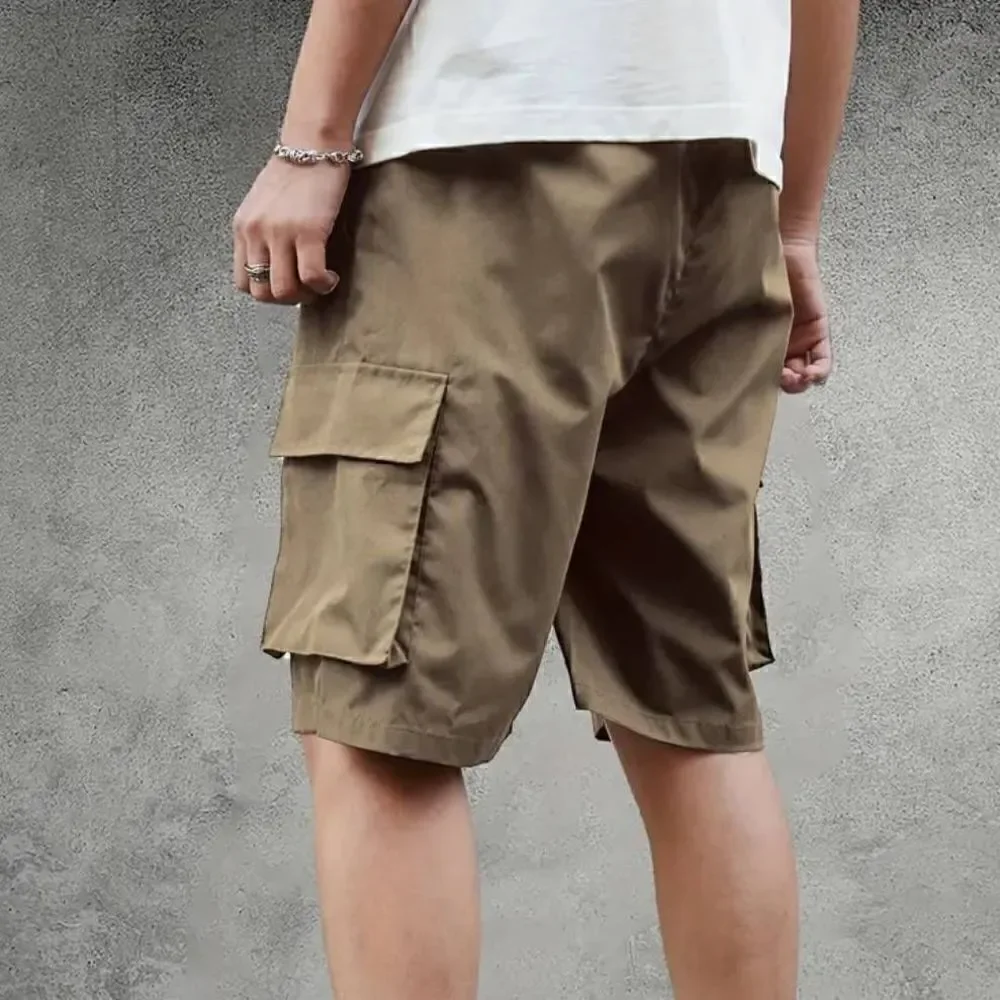 Cargo Khaki Multi Pocket Shorts -F